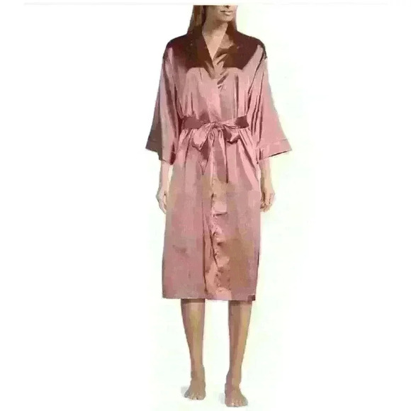 COPY - Cabernet Women' s Solid Satin Short Wrap Robe size XL - Picture 1 of 12